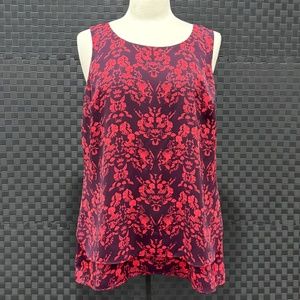 CAbi Cameo Tank Layered Tiered Blouse Burgundy Red
